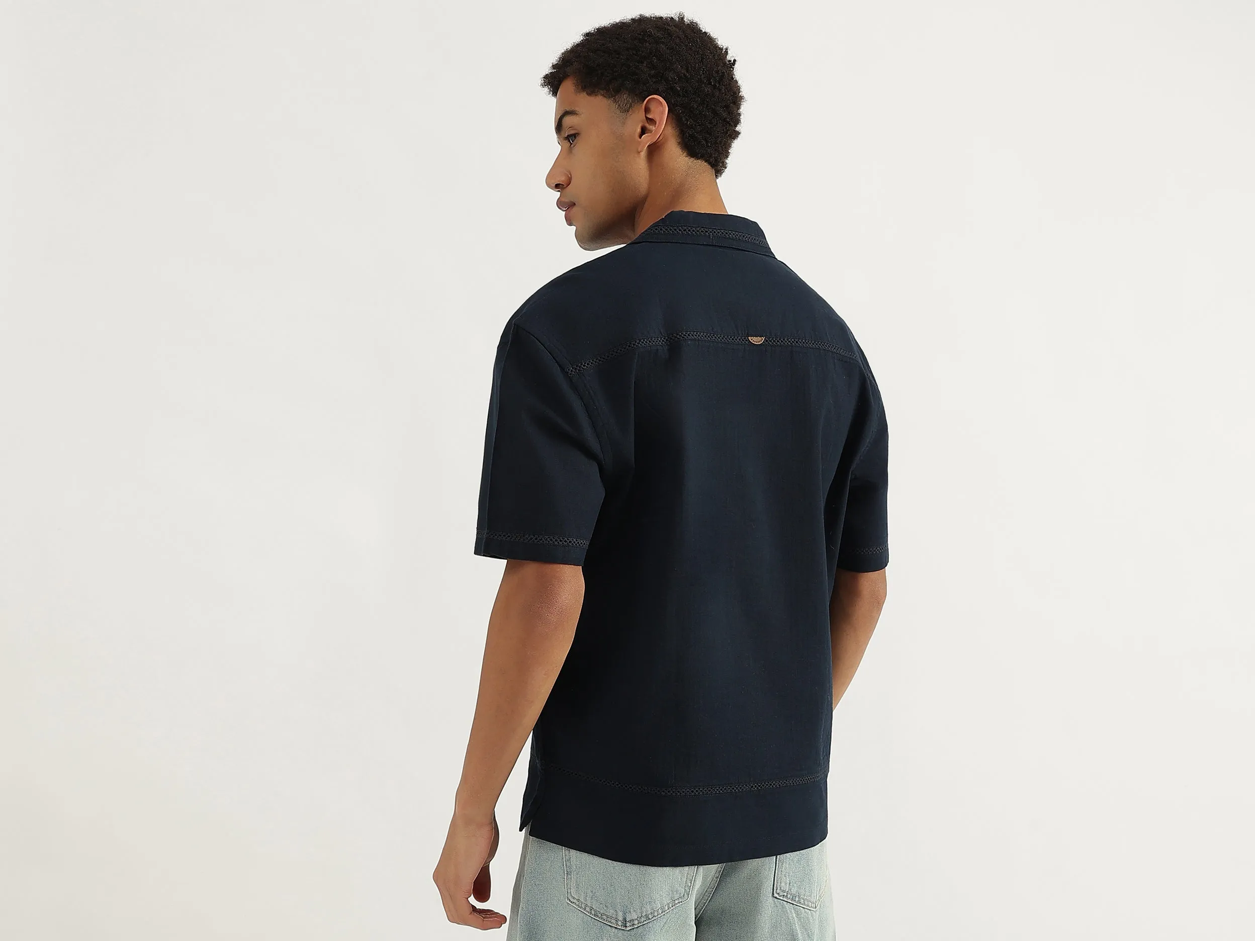Oversized Fit Resort Collar Pintuck Shirt