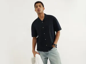 Oversized Fit Resort Collar Pintuck Shirt