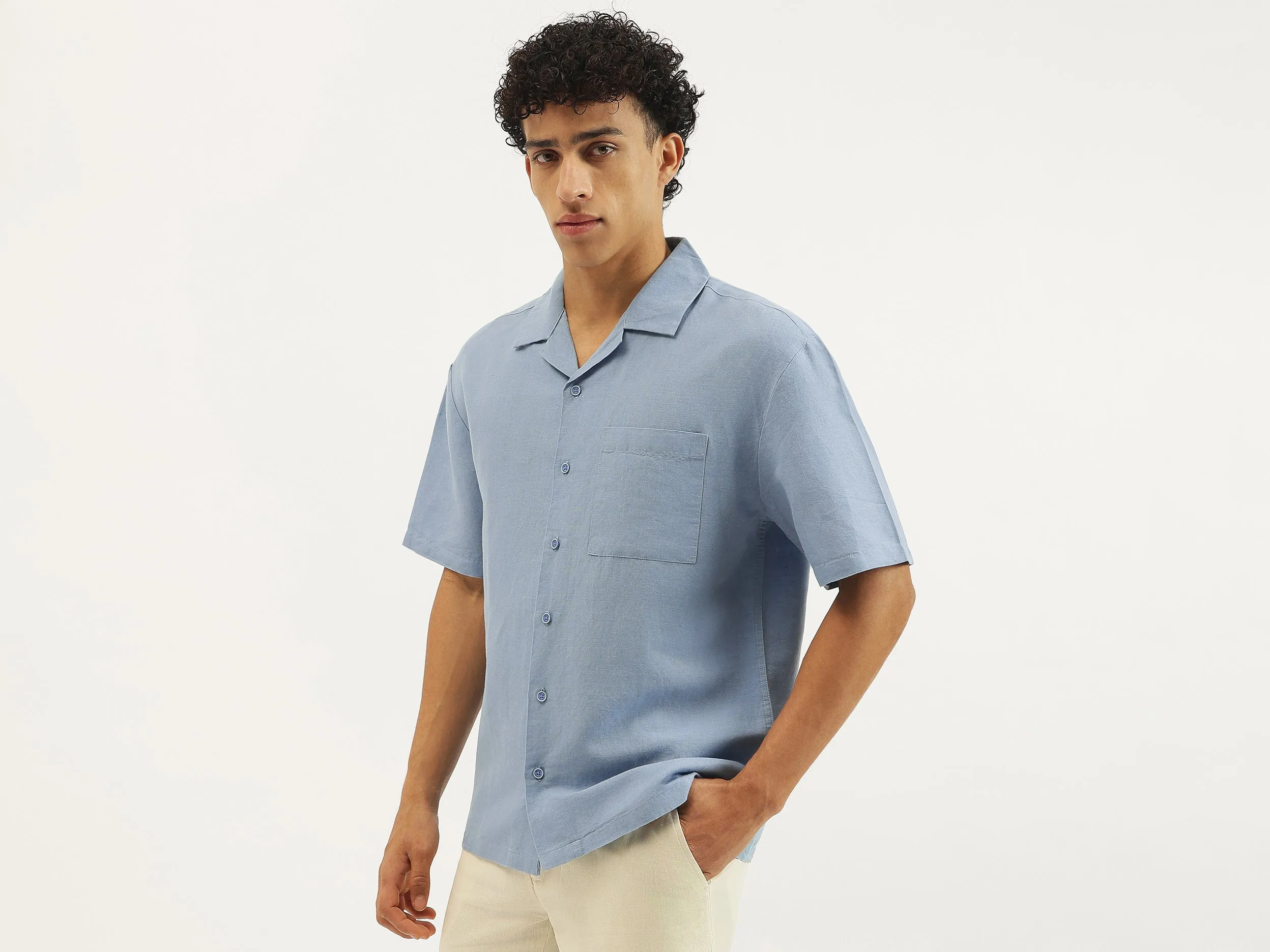 Oversized Fit Resort Collar Solid Shirt