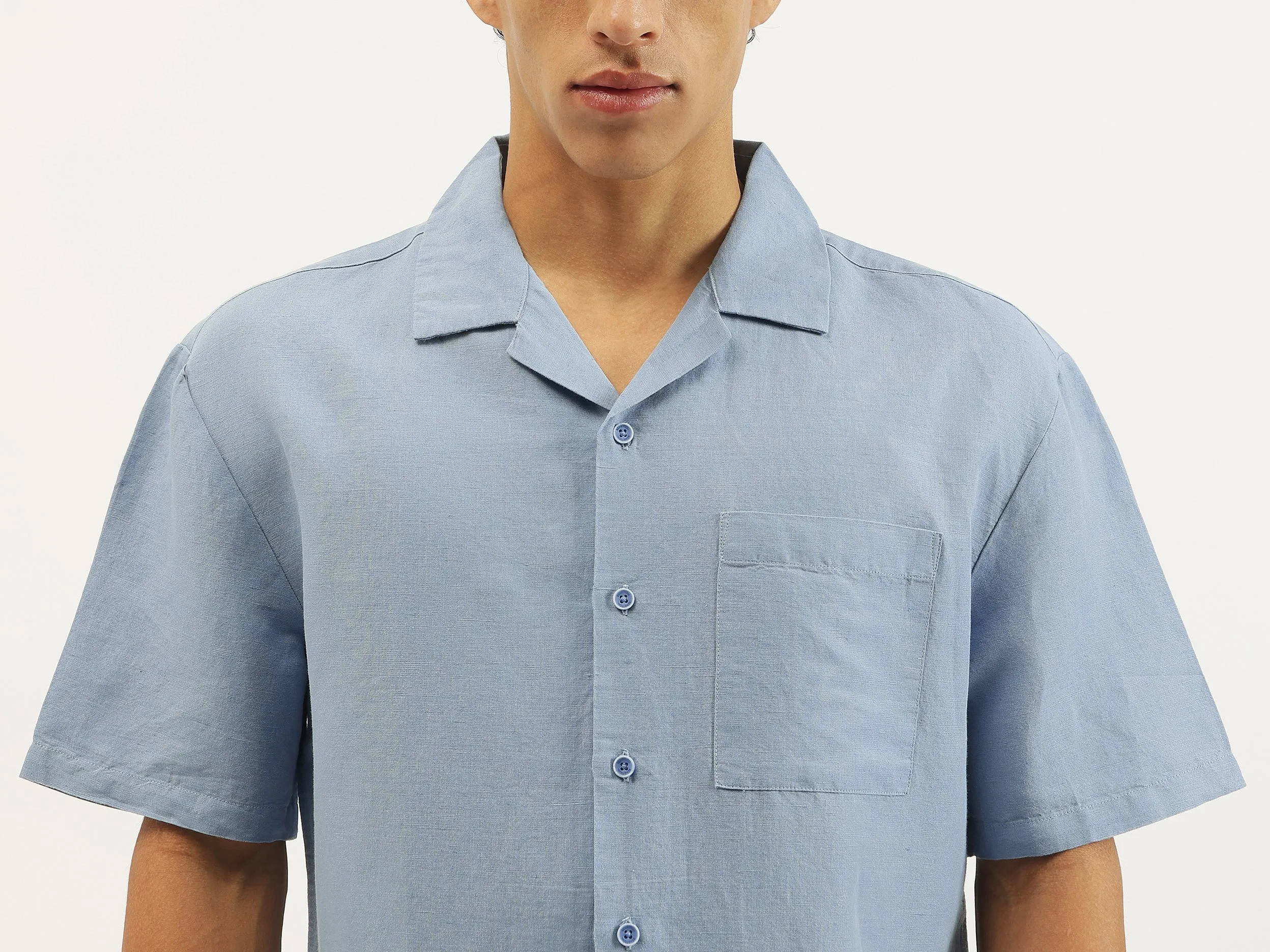 Oversized Fit Resort Collar Solid Shirt