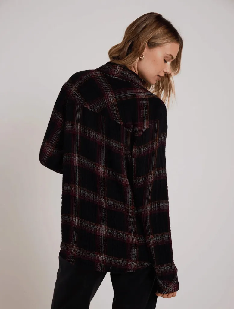Oversized Shirt with Pocket - Autumn Sunset Plaid