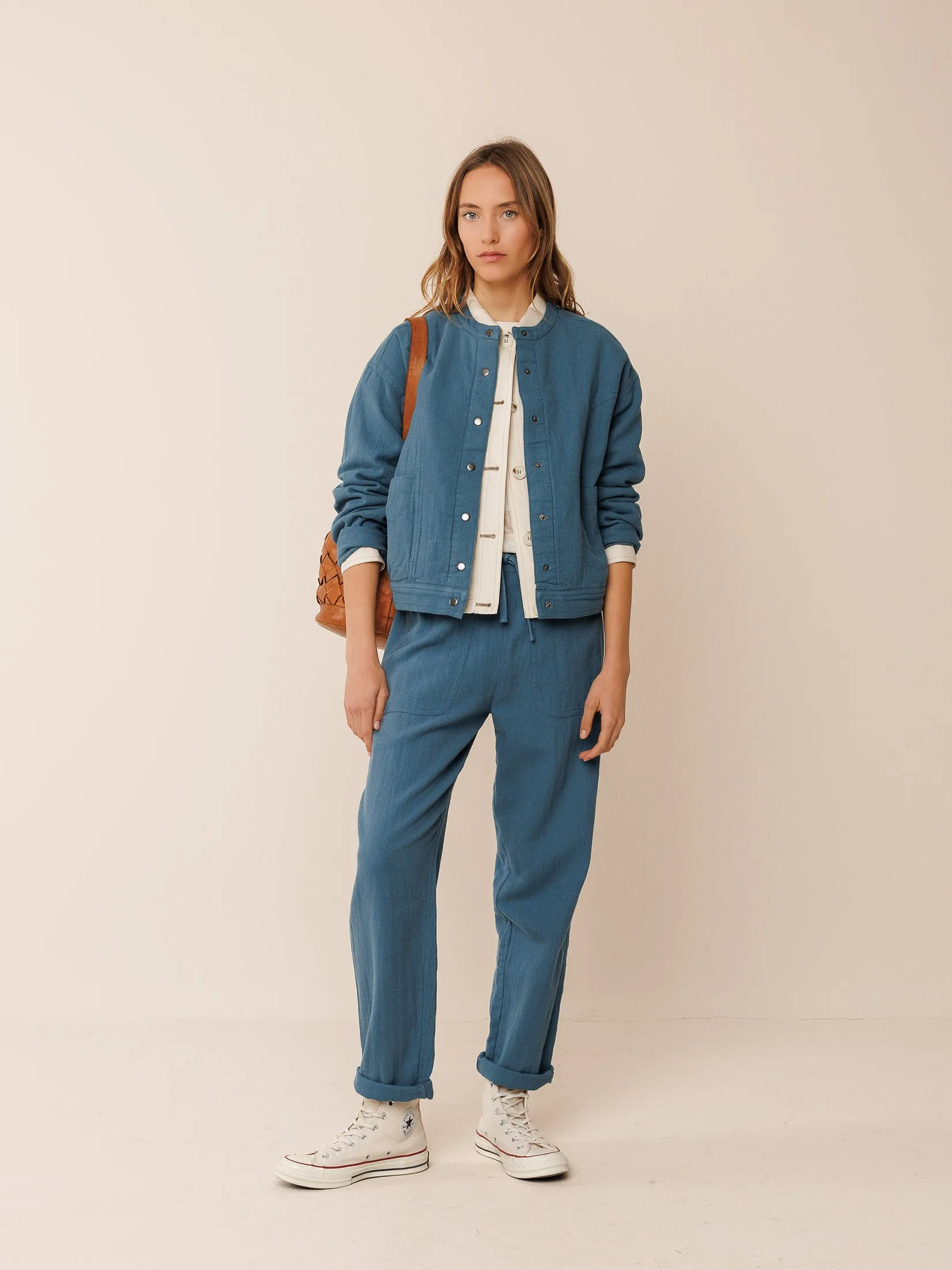 Panama Bomber Jacket Indigo Blue