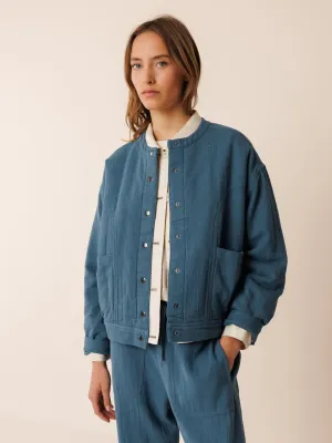 Panama Bomber Jacket Indigo Blue
