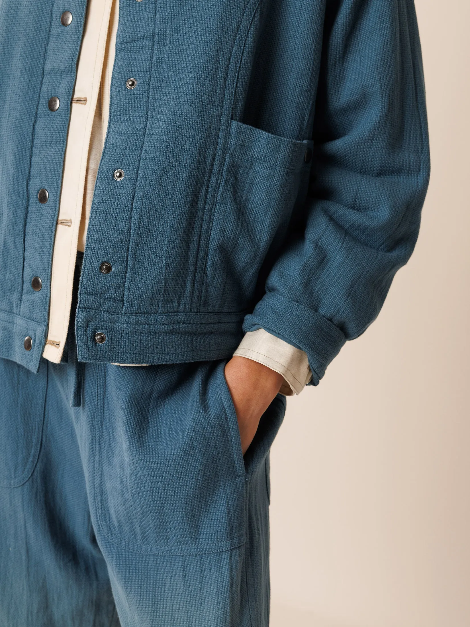 Panama Bomber Jacket Indigo Blue
