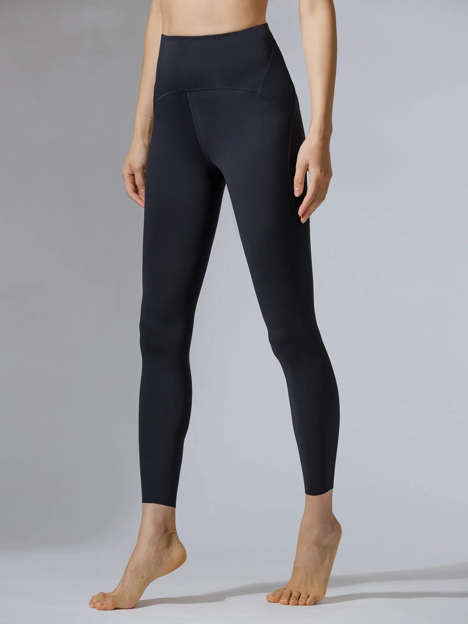 PANELLED WAISTLINE NUDE PANTS, BLACK