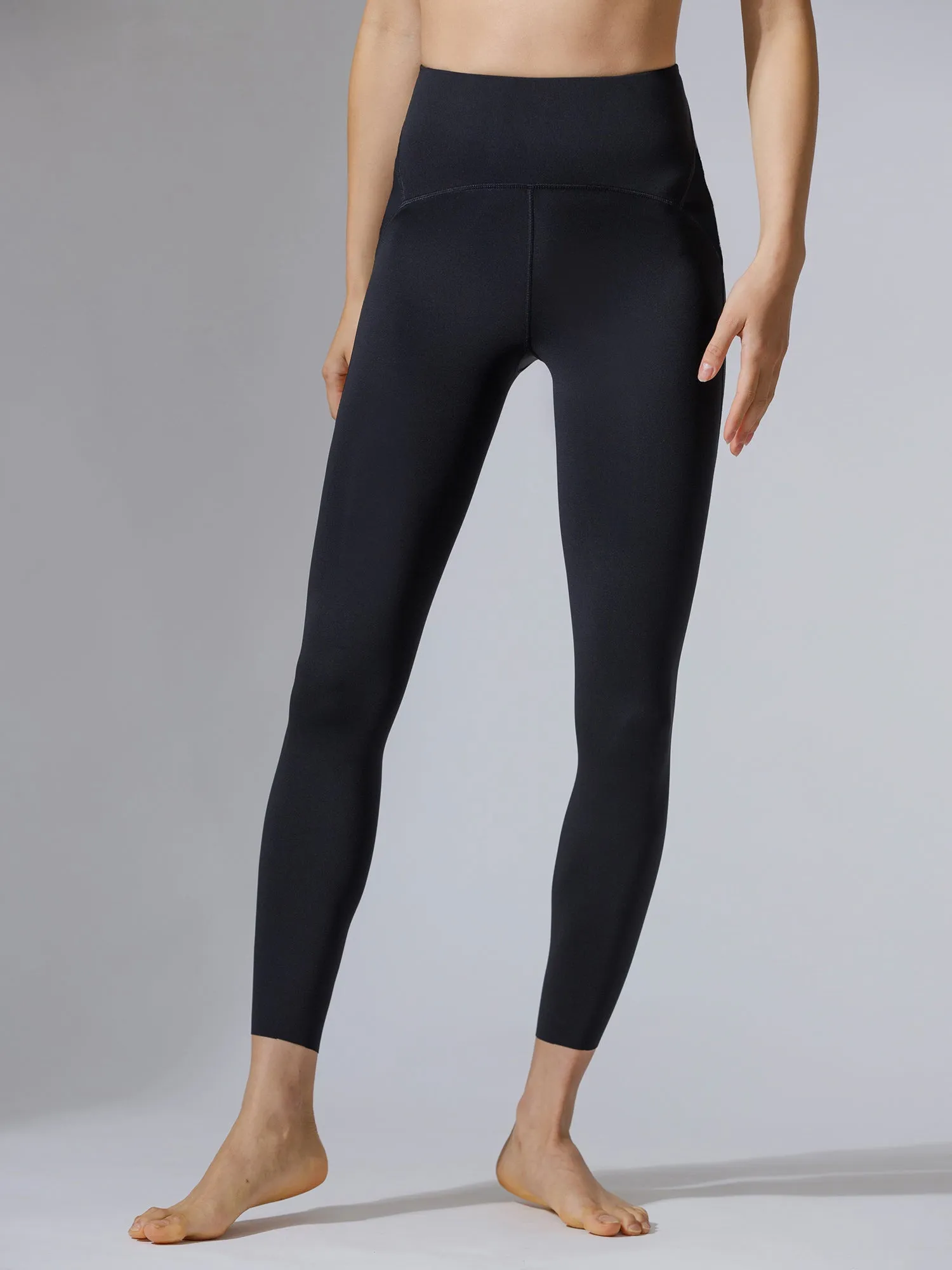 PANELLED WAISTLINE NUDE PANTS, BLACK