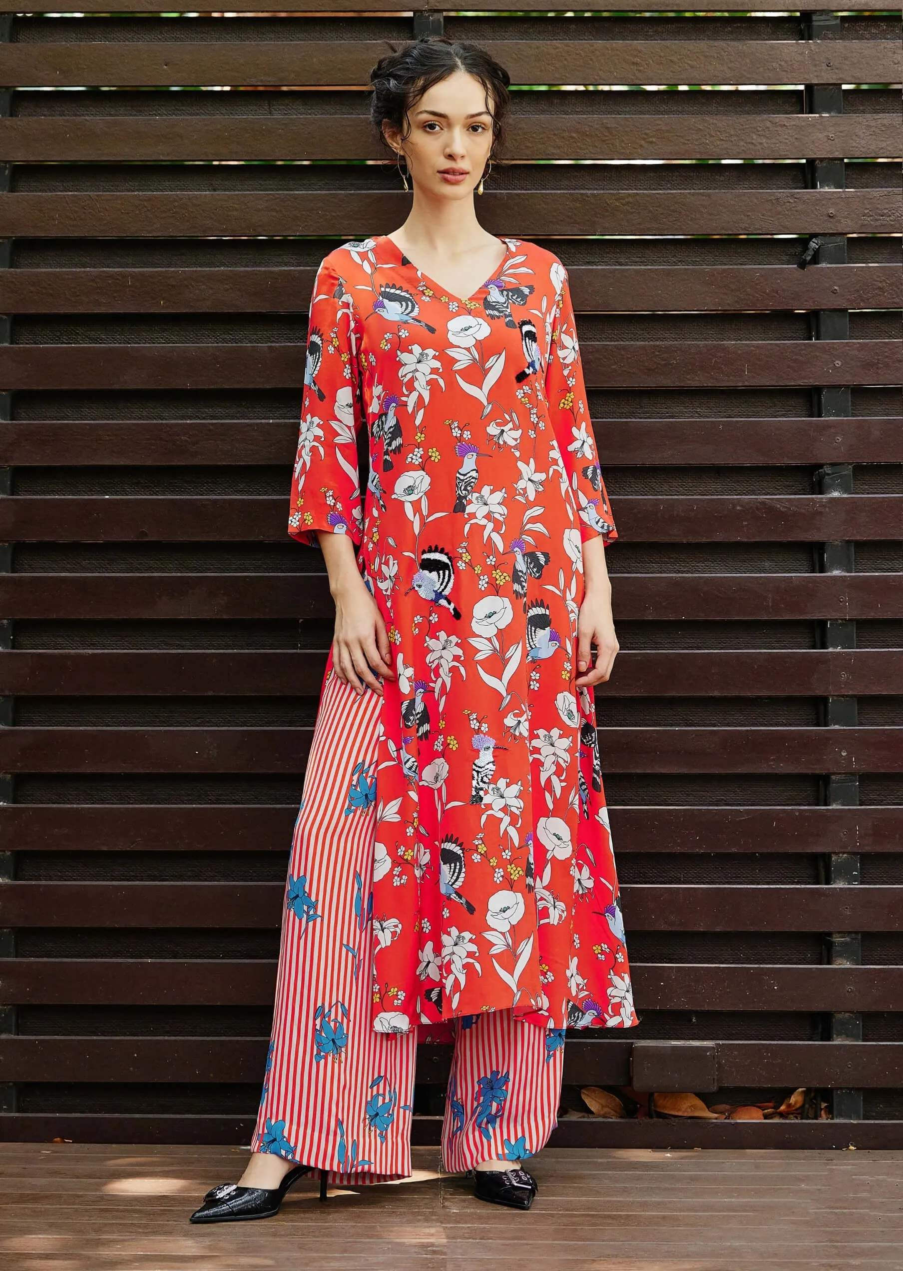 Paradise red kurta and pants