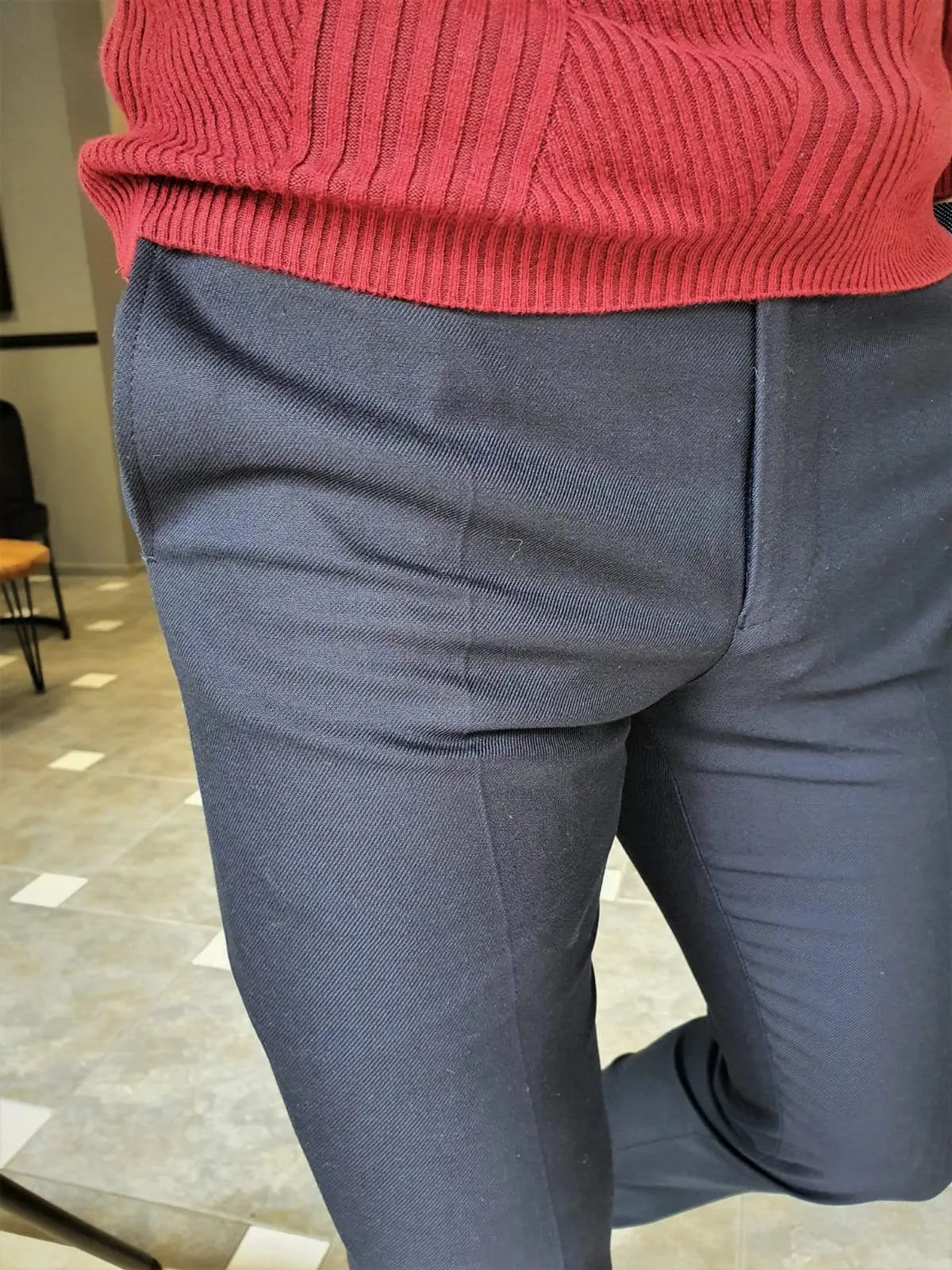 Paruri Navy Blue Slim Fit Pants: Versatile Elegance