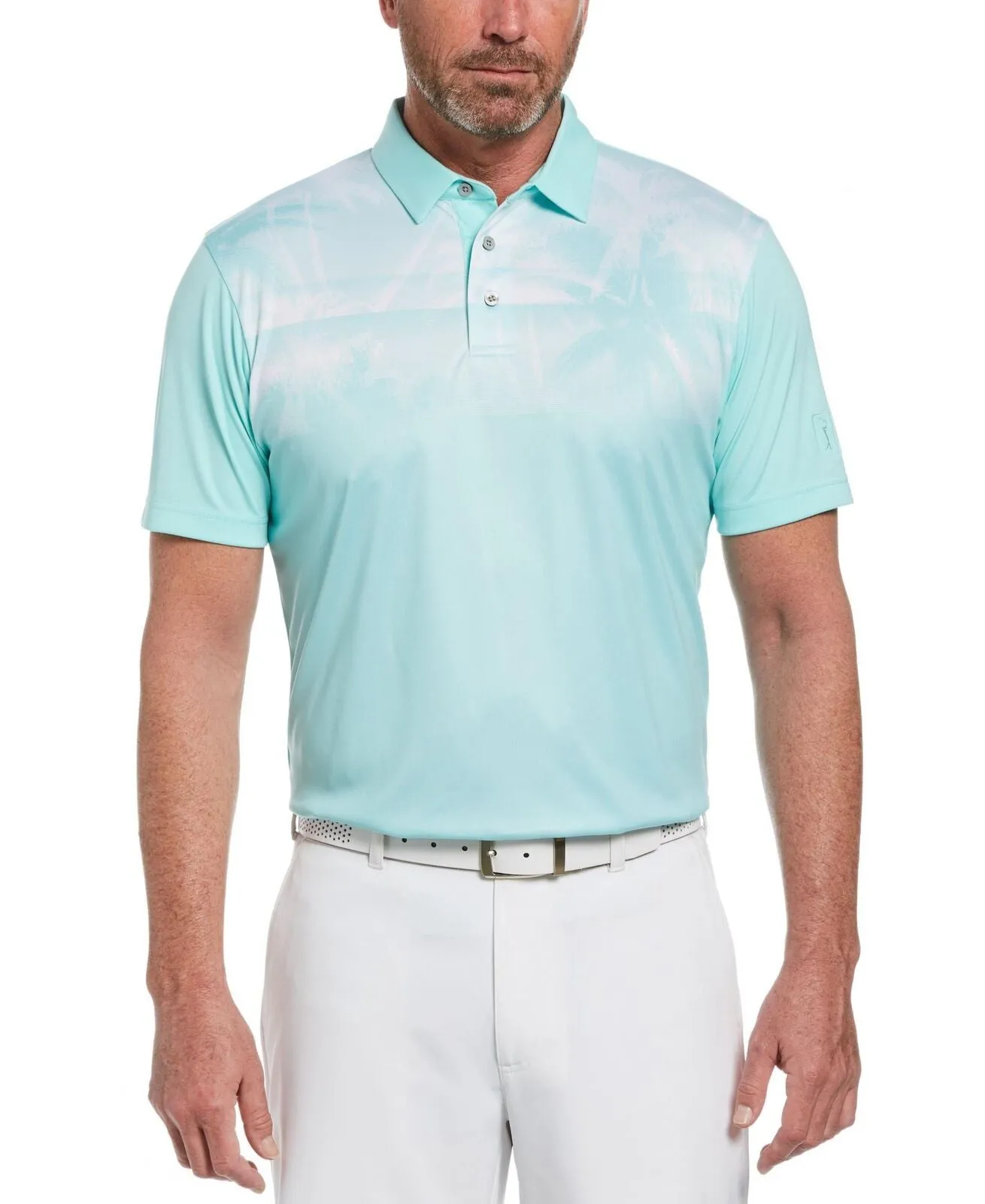 PGA Tour Men's Stretch Shadow Palm-Print Golf Polo Shirt