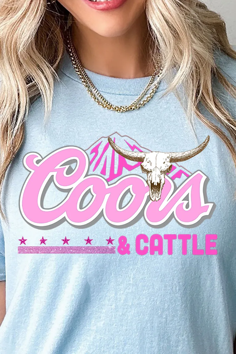Pink Coors And Cattle Short Sleeve Relaxed Fit T-Shirt