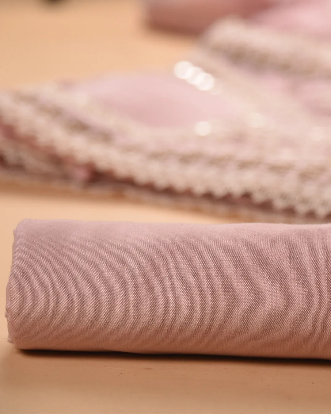 Pink Organza Blend Embroidered Unstitched Suit Fabric Set Chiffon Blend Dupatta