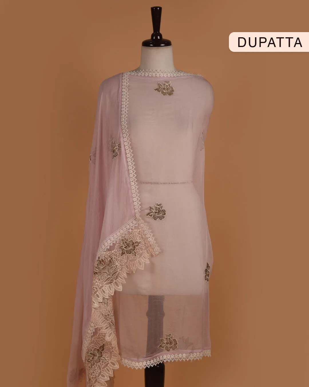 Pink Organza Blend Embroidered Unstitched Suit Fabric Set Chiffon Blend Dupatta