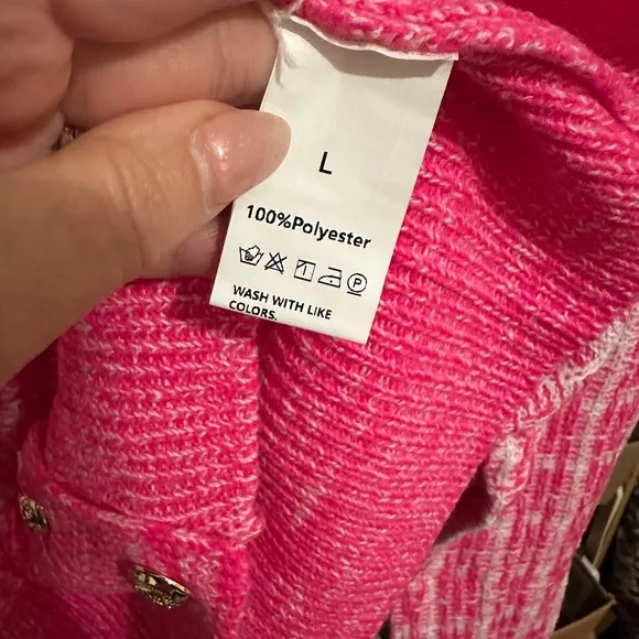PLAID BUTTON FRONT CARDIGAN PINK