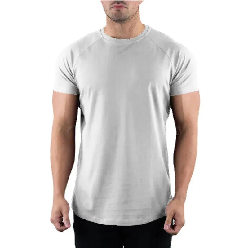 Plain Gym T-Shirt Men - Summer Fitness Clothing, O-Neck Short Sleeve Cotton Slim Fit Tee, Bodybuilding Workout Tops
