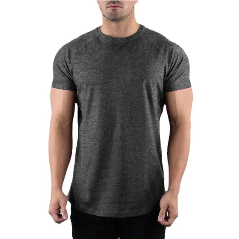 Plain Gym T-Shirt Men - Summer Fitness Clothing, O-Neck Short Sleeve Cotton Slim Fit Tee, Bodybuilding Workout Tops