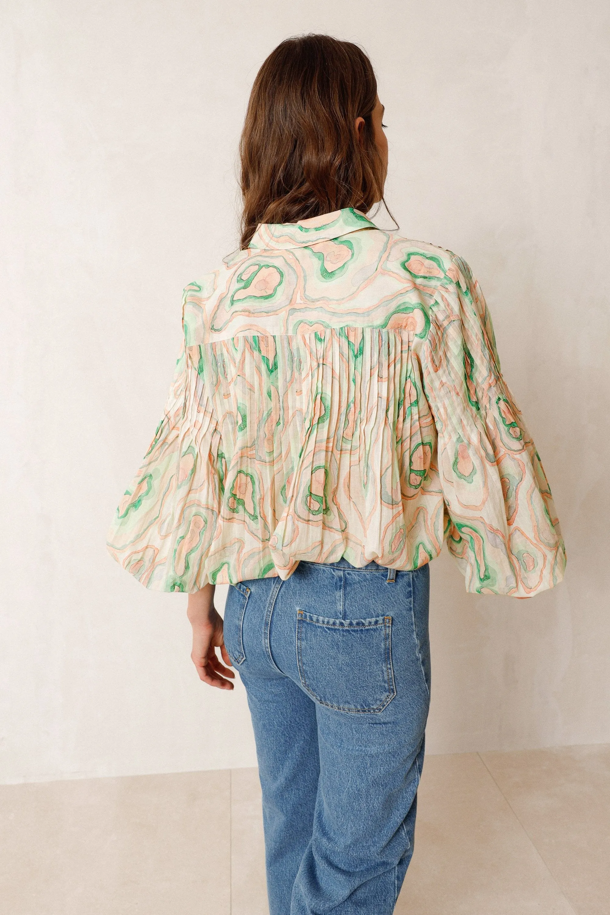 Pleated Geode Shirt Lichen