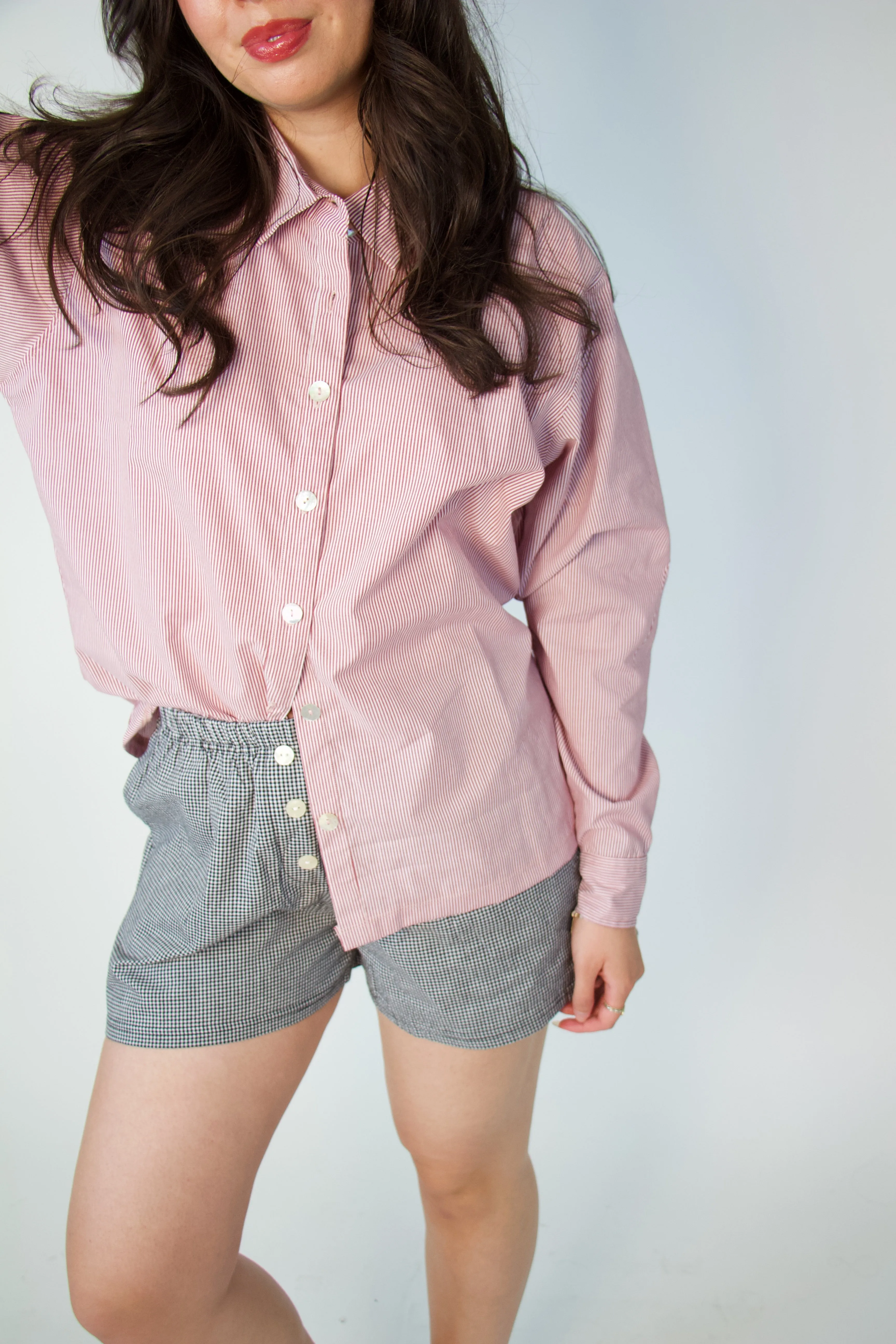 Poplin Shirt Burgundy Pinstripe