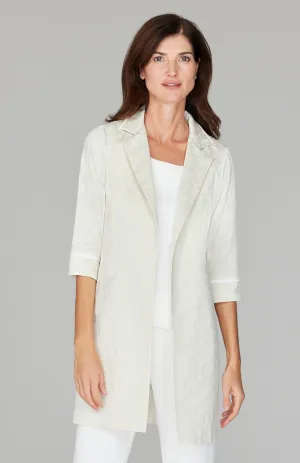 PREORDER Basketweave Jacquard Long Blazer w/ Bias Trim