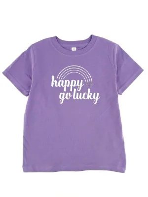 Purple Happy Go Lucky Tee, Spring Shirt for Girls