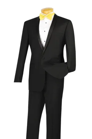 "Sleek" Black Vinci 1-Button Shawl Tuxedo (2-Piece Set)