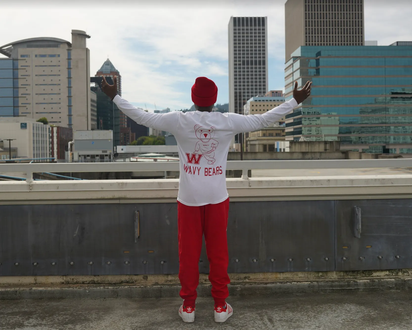 "Wavy U" Long Sleeve Tee