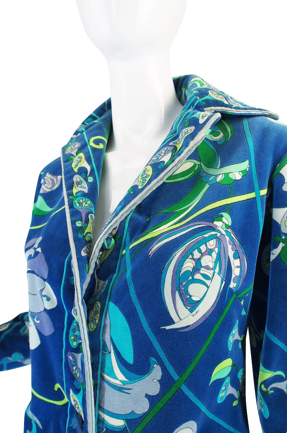 Rare 1960s Emilio Pucci Blue Print Velvet Suit