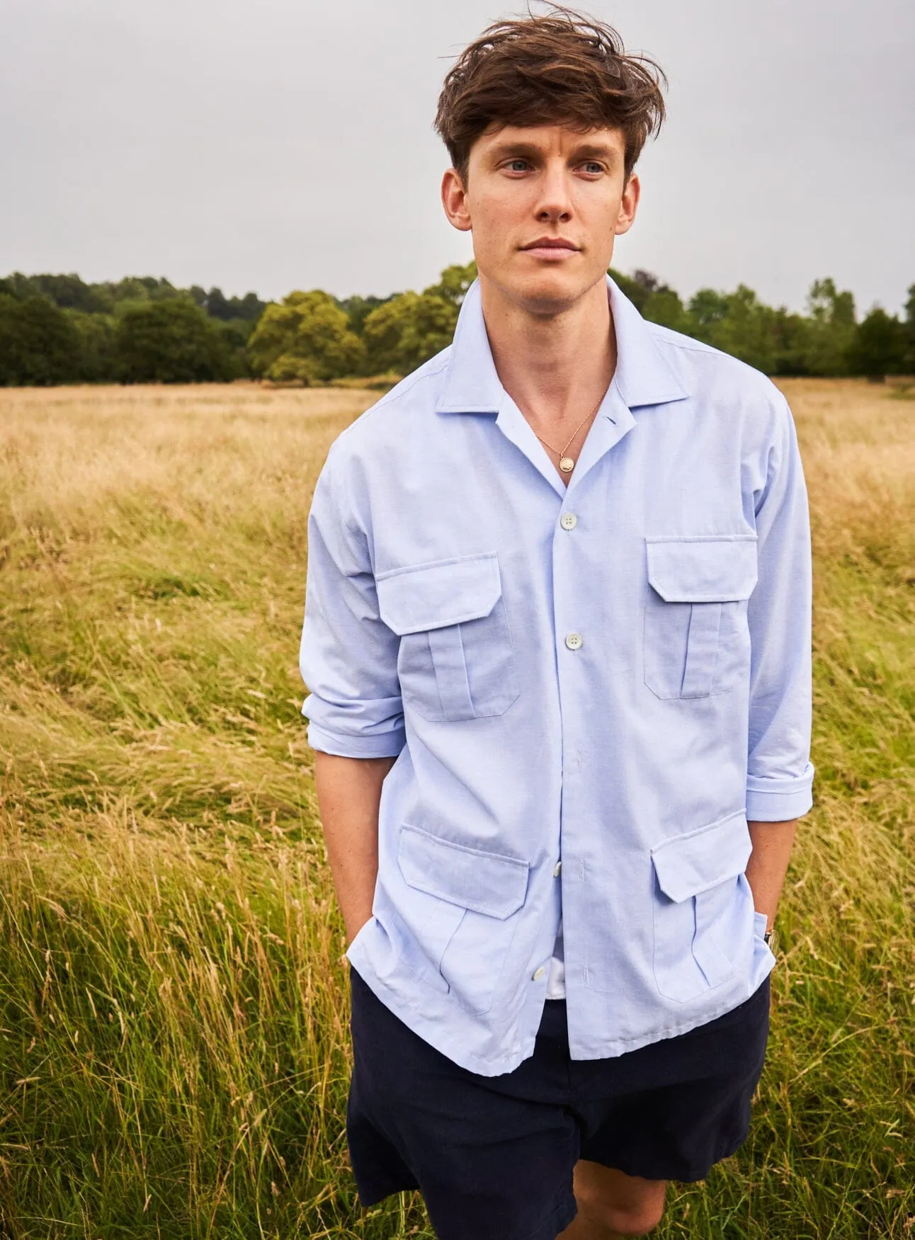 Recycled Italian Sky Fil-a-Fil Overshirt