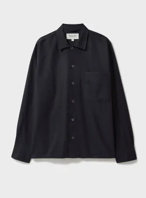 Regenerative Cotton Flannel Black Spitalfields Overshirt
