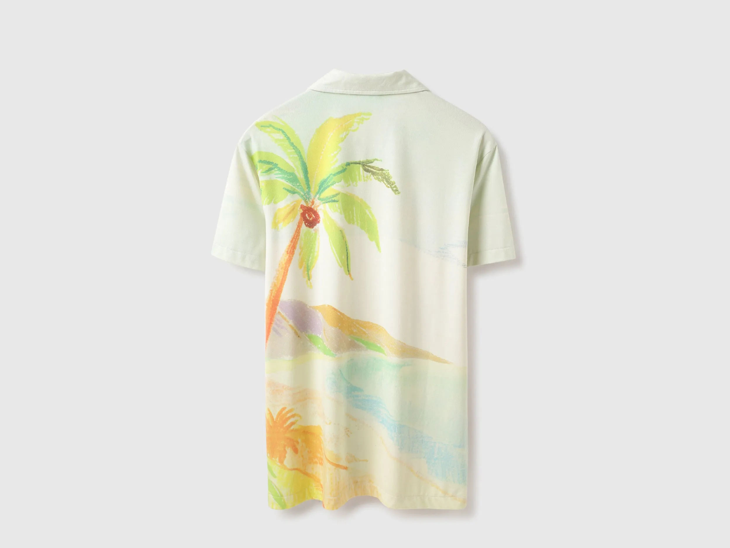 Relaxed Fit Resort Collar Palm Tree Print Shirt