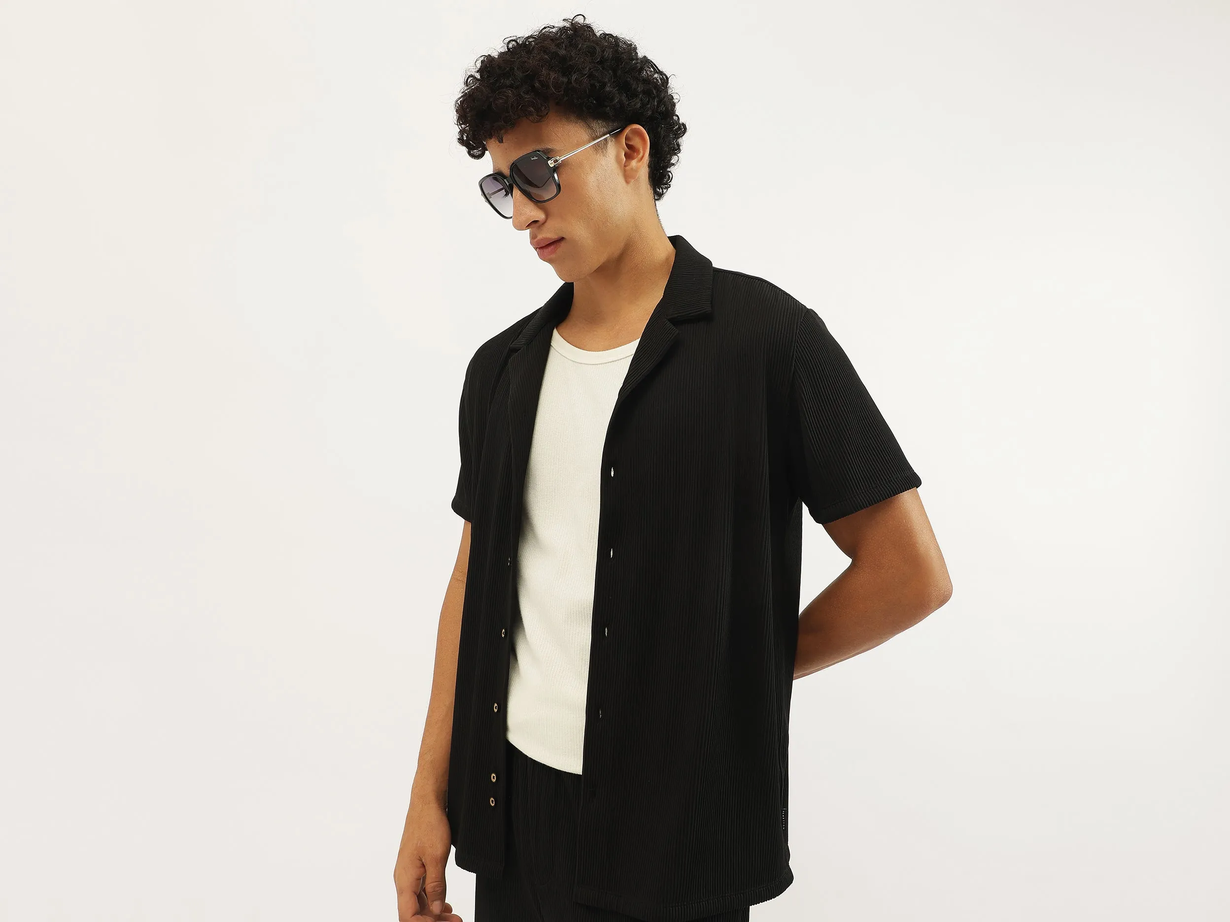 Relaxed Fit Resort Collar Pinstripes Shirt