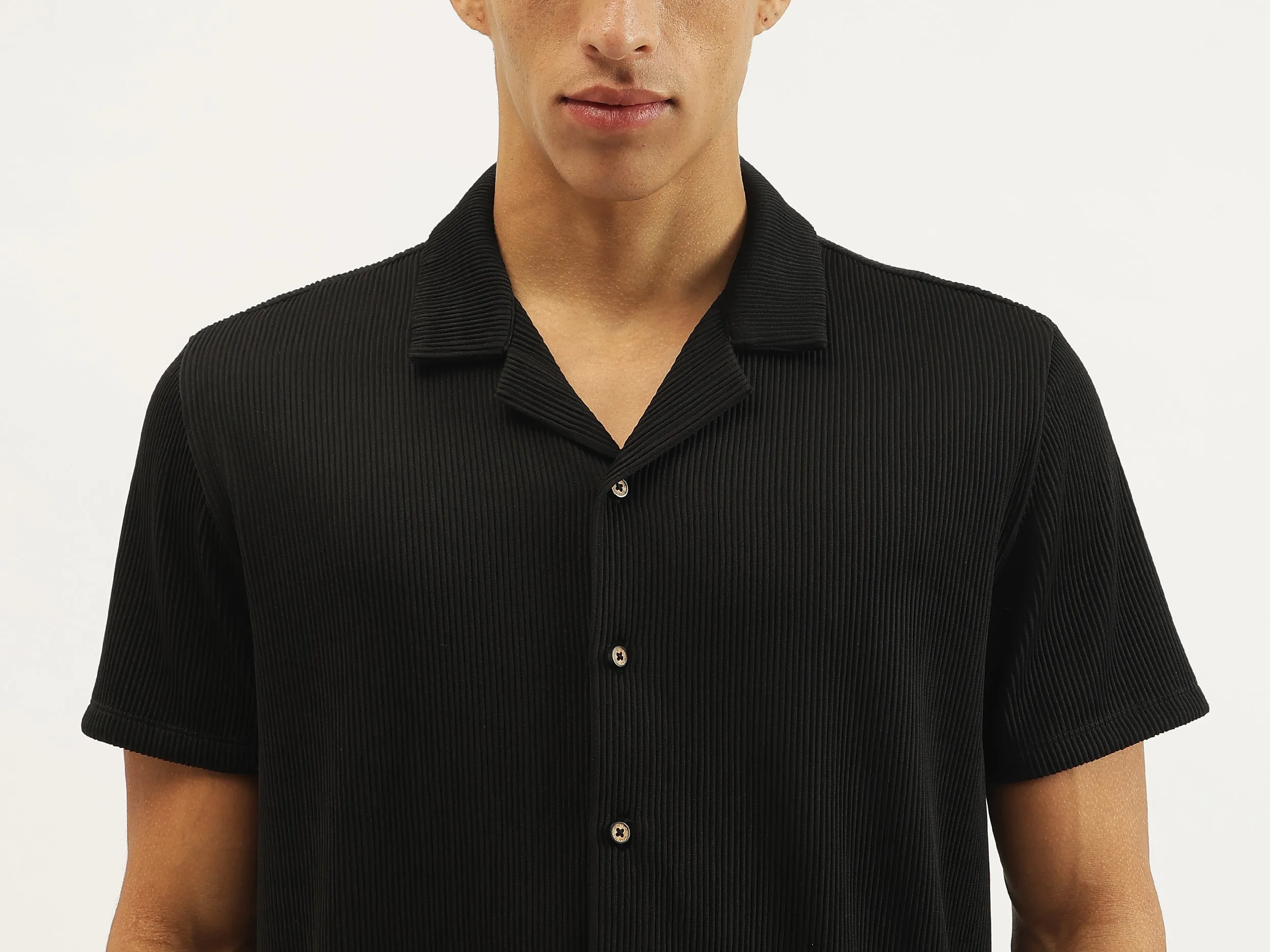 Relaxed Fit Resort Collar Pinstripes Shirt