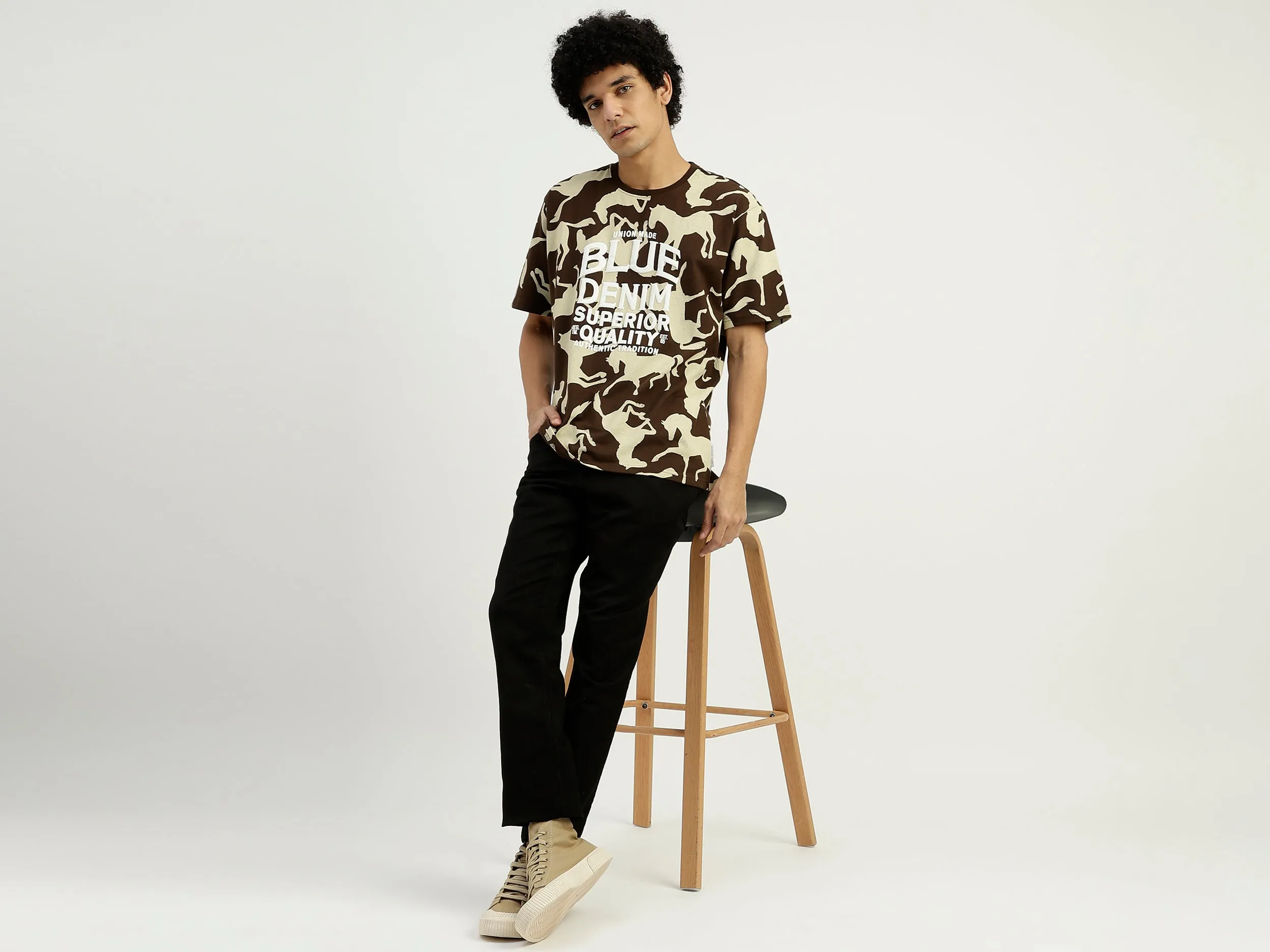 Relaxed Fit Round Neck Printed T-Shirt
