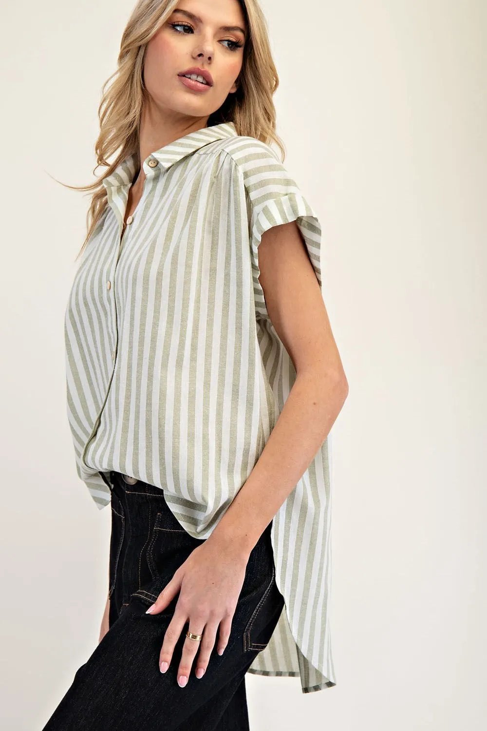 Relaxed Striped Button-Up Shirt