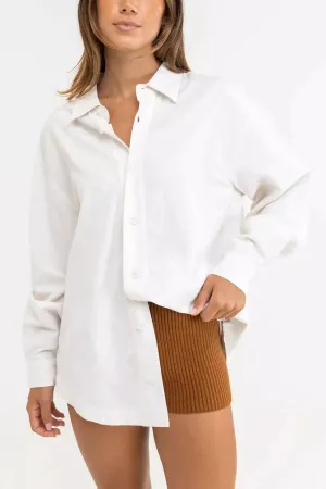 RHYTHM WOMENS CLASSIC OVER SIZED SHIRT WHITE