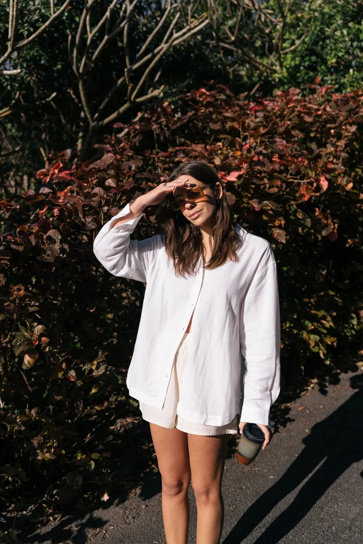 RHYTHM WOMENS CLASSIC OVER SIZED SHIRT WHITE