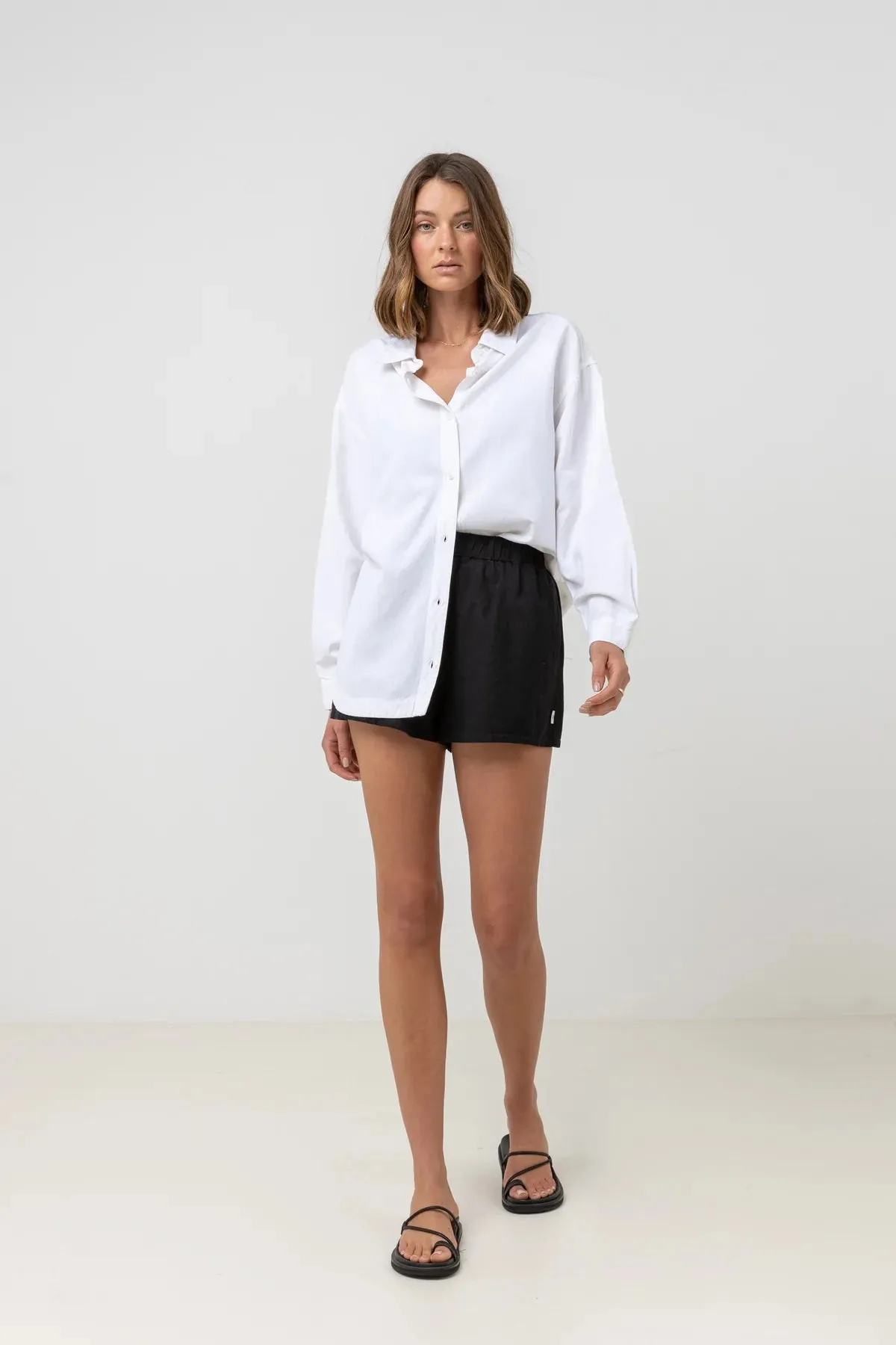 RHYTHM WOMENS CLASSIC OVER SIZED SHIRT WHITE