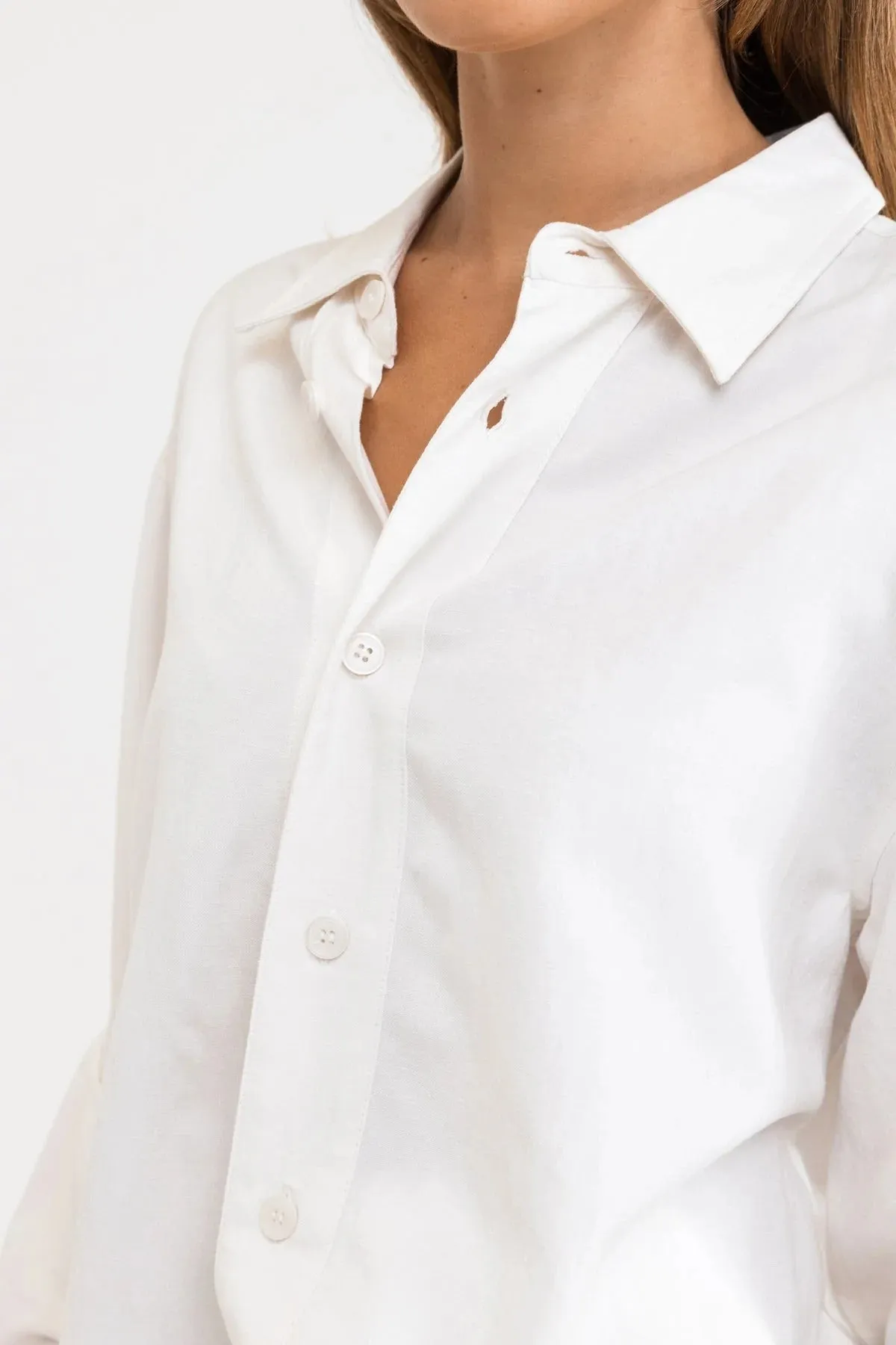 RHYTHM WOMENS CLASSIC OVER SIZED SHIRT WHITE