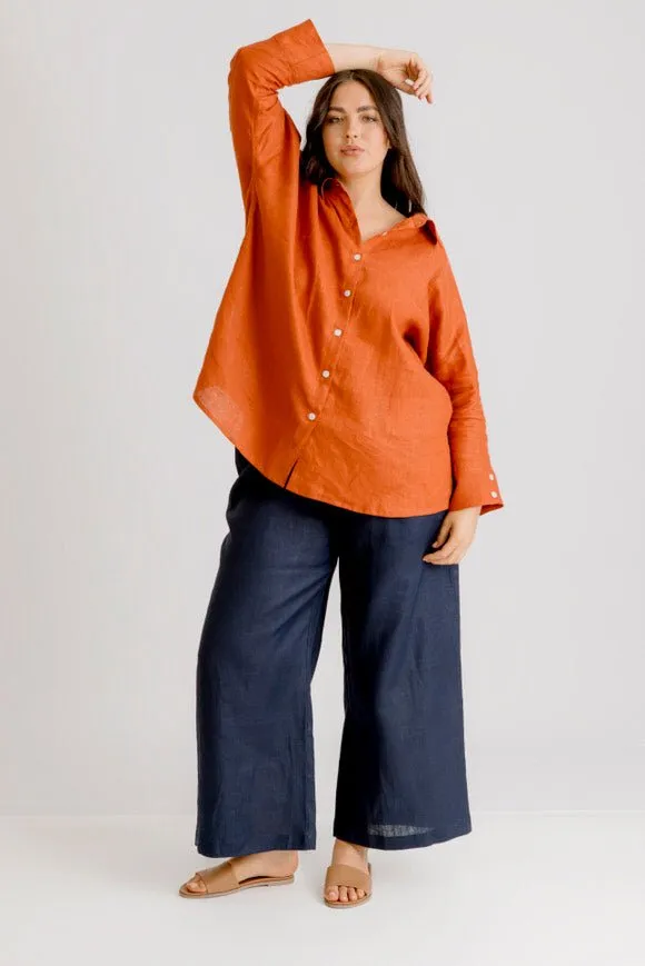 Riviera Linen Shirt - Rust