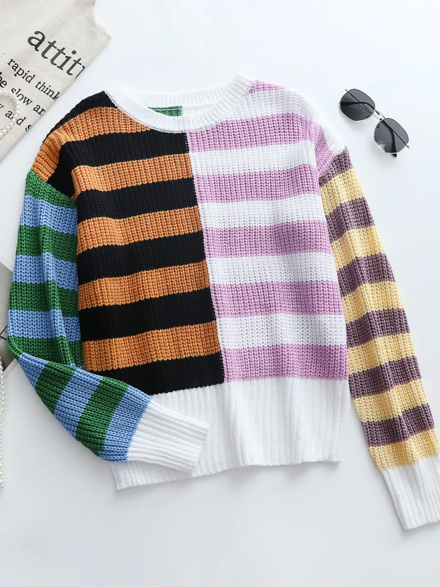 Roberta Stripe Block Color Knit Top