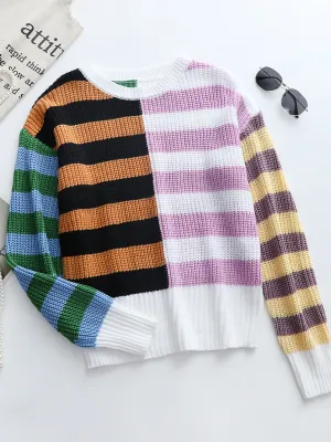 Roberta Stripe Block Color Knit Top