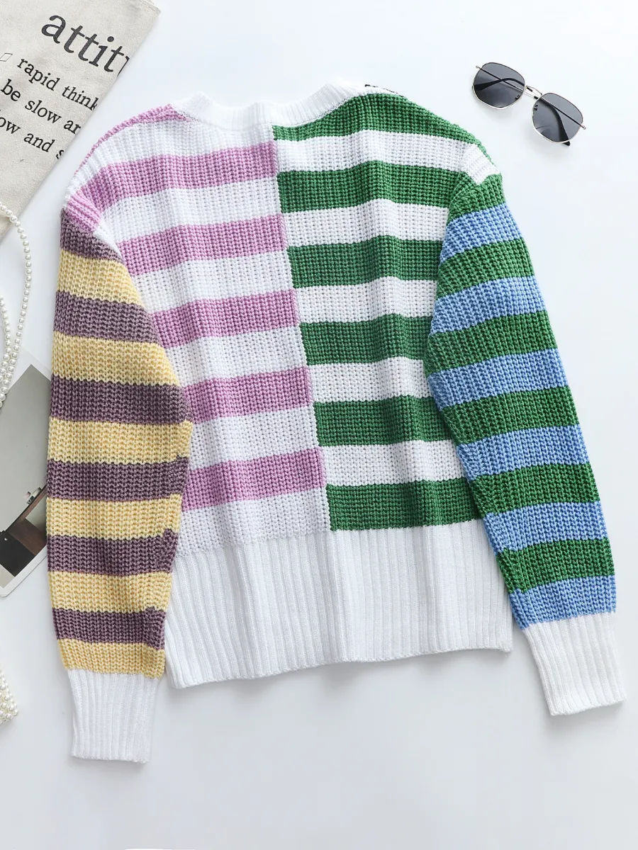 Roberta Stripe Block Color Knit Top