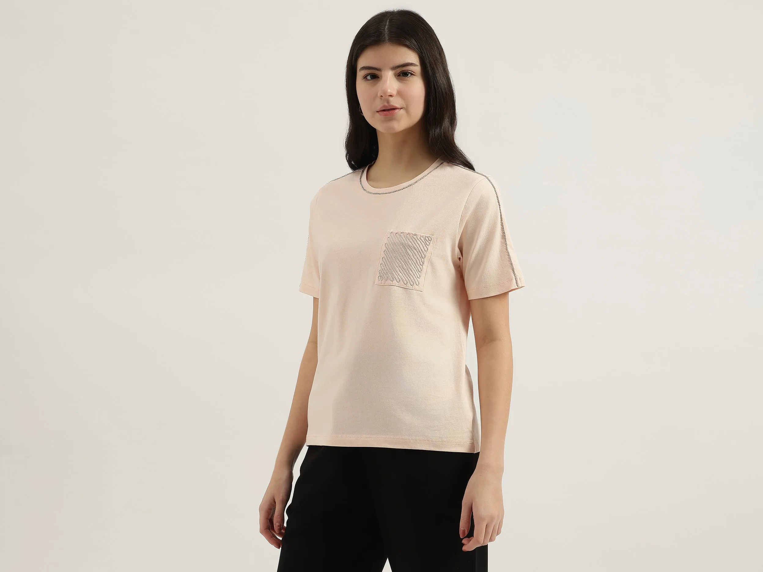 Round Neck Embellished T-shirt