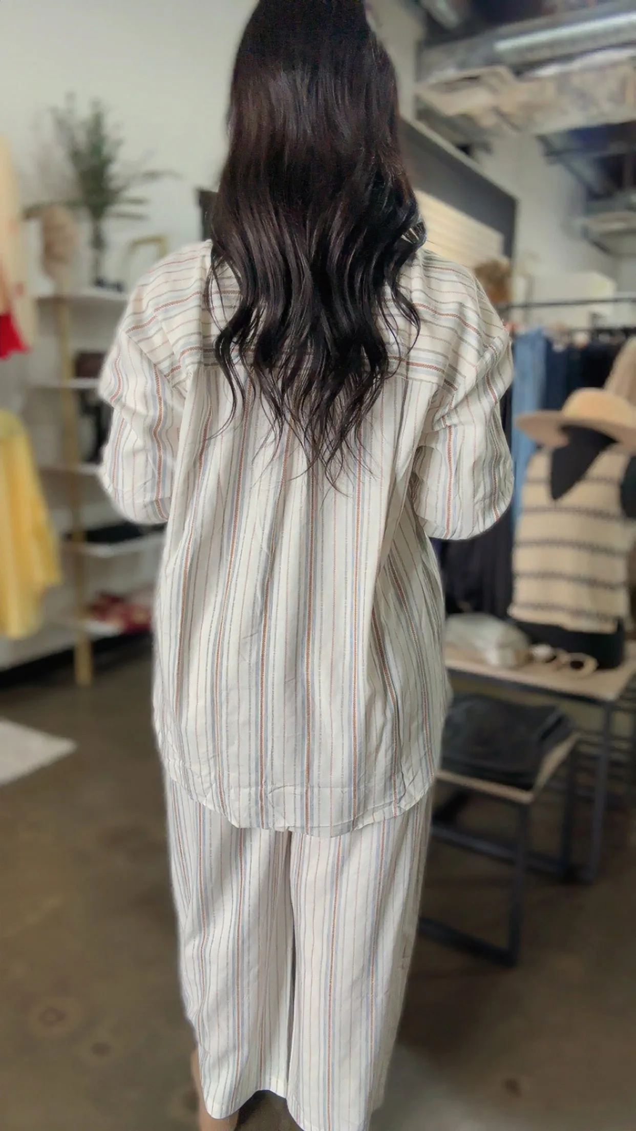 Sage The Label - Nopales Striped Hi-Lo Shirt - Wht/Blu