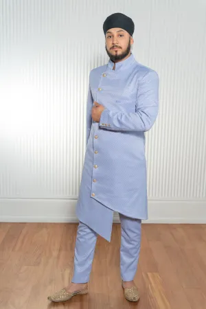 SALEEM Periwinkle Pique Sherwani (Ready-to-Ship)