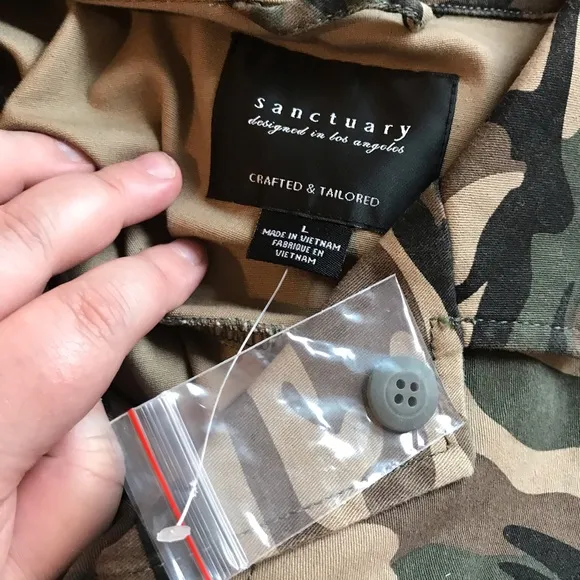 SANCTUARY Camo Cotton Blend Jacket L NWOT