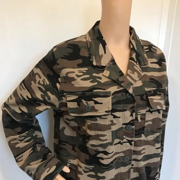 SANCTUARY Camo Cotton Blend Jacket L NWOT