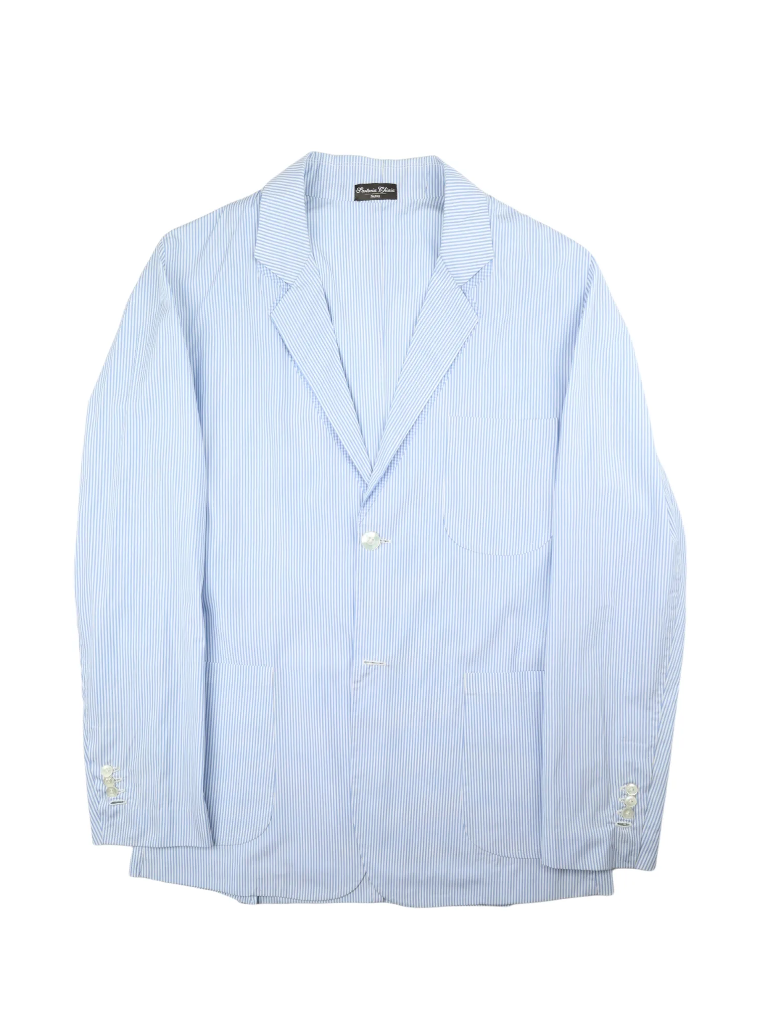 Sartoria Chiaia Napoli Light Blue Stripe Unconstructed Jacket