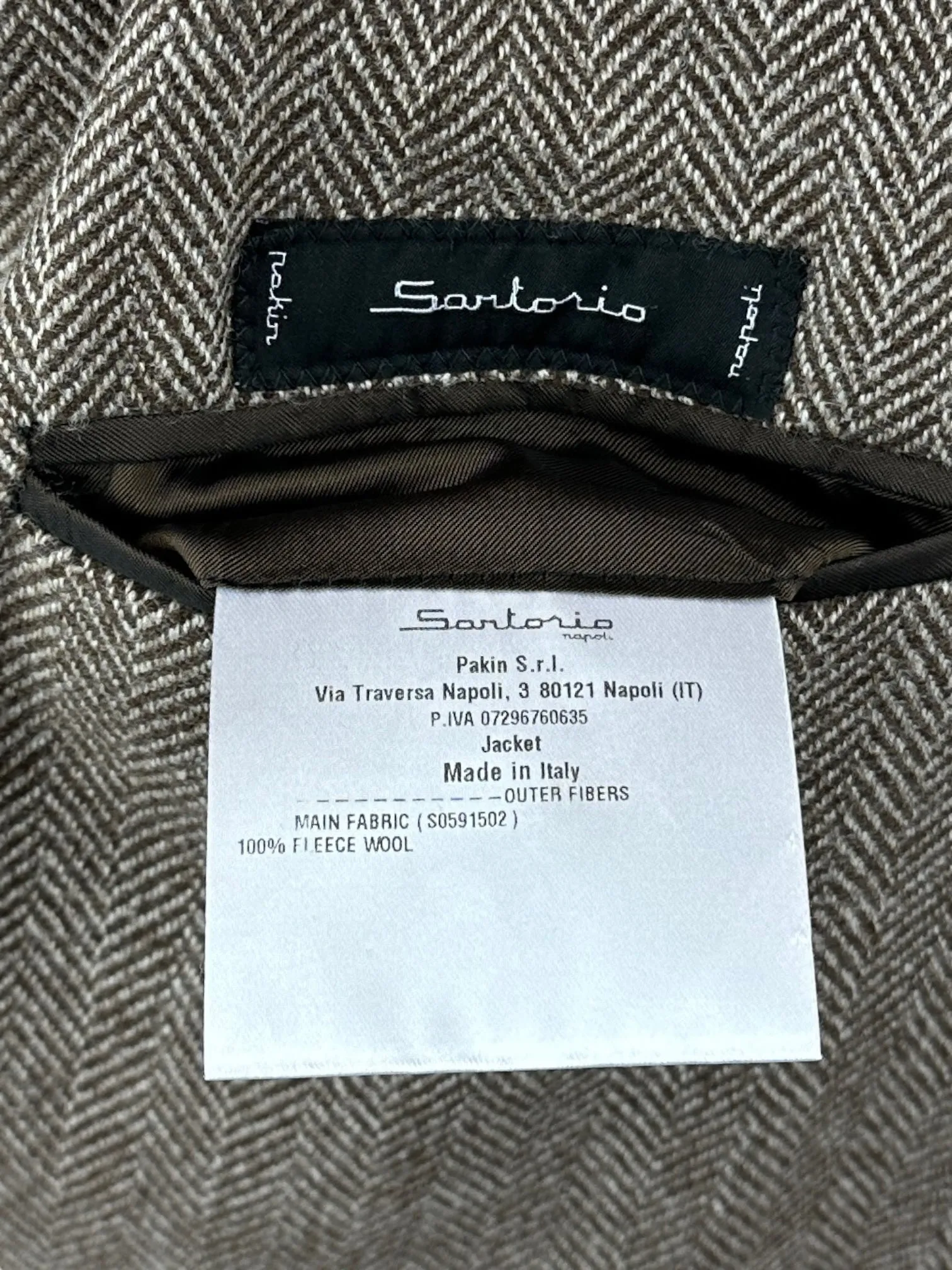 Sartorio Napoli Beige Herringbone Jacket