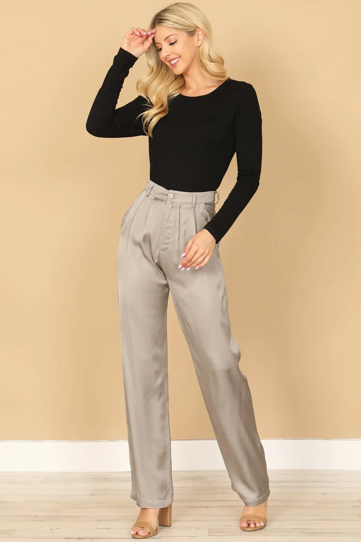 SATINY STRAIGHT PANTS