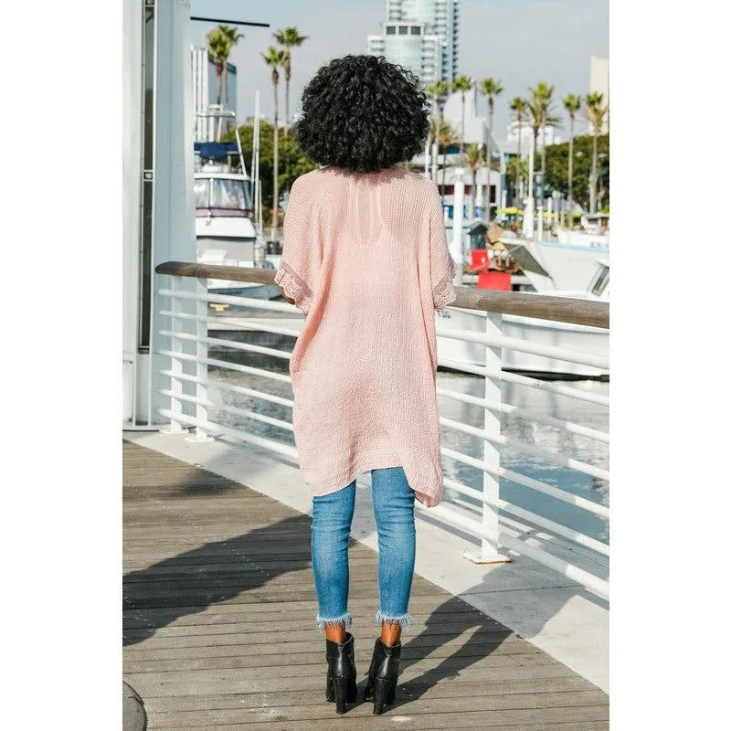 Scallop Lace Trim Kimono